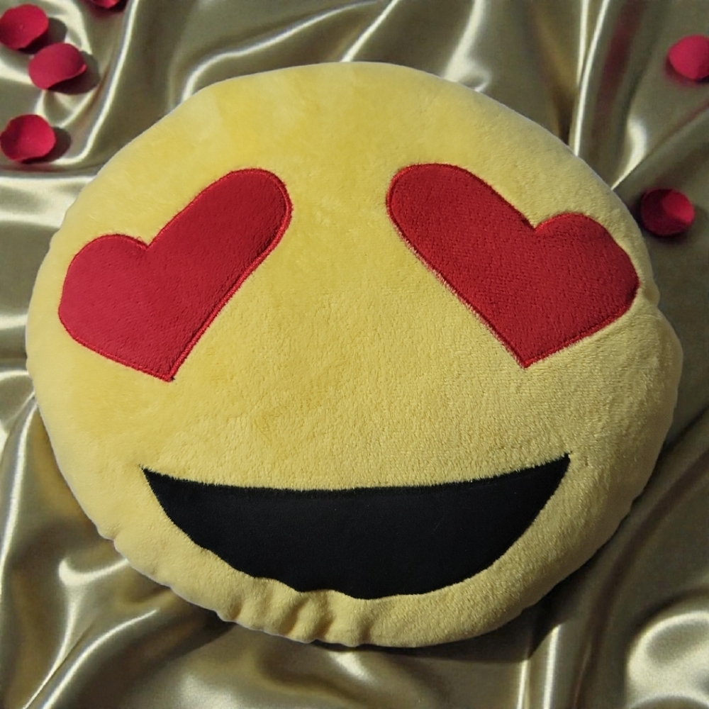 Heart Eyes (LOVE) Emoji Travel Pillow Plush Yellow 12.6" Valentine's Day Smile